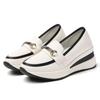 Women Slip on Platform Loafers Casual Leather Business Office Shoes Thick Sole Height Increase Shake Shoes Large Size