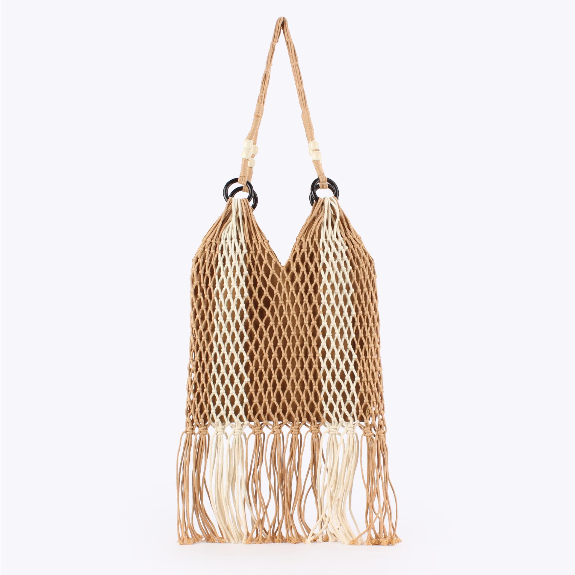 

Women s Versatile Hand-Woven Tassel Bag for Casual Beach and Photography