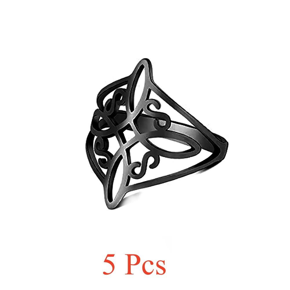 LIKGREAT Witchcraft Witch Knot Ring Stainless Steel Jewelry for Women Men Wiccan Good Luck Protection Amulet Birthday Gifts