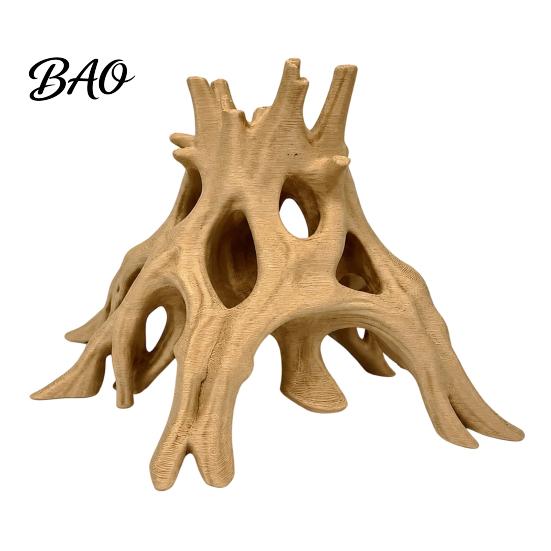Aquarium Root Decoration 3D Printed Cave Hideout, Hollow Tree Shaped Fish Tank Decoration, Porous Structure Shrimp Breeding Shelter for Shrimp,