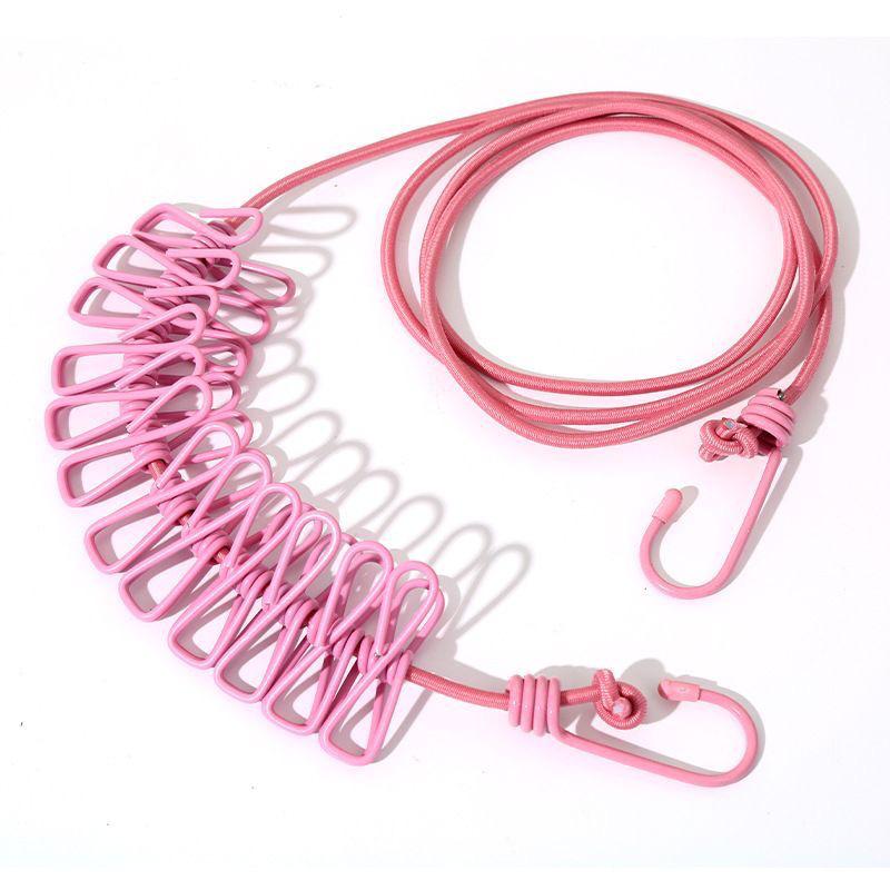 Portable No-Punch Travel & Home Clothesline with Storage Clips for Drying and Outdoor Use