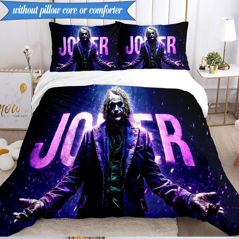 3PCS Clown Bedding Set Duvet Cover Closure Includes 1 Duvet Cover & 2 Pillowcases for All Seasons Bedroom Decor Christmas Fan gifts