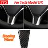 For Tesla Model S/X 2014- Car Interior Accessories Carbon Fiber Steering Wheel Decal Decorative Sticker