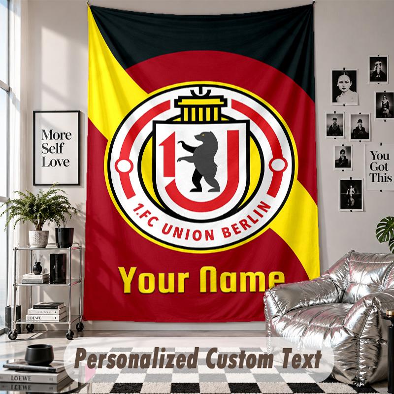 Wall Hanging Tapestry With Custom Name & Text, Union Berlin FC Decorative Tapestry For Bedroom