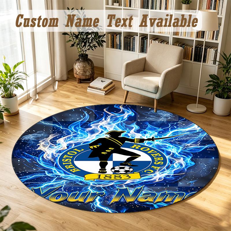 Round Rug Custom NameBristol Rovers Pattern Non Slip Carpet Home Floor Decor