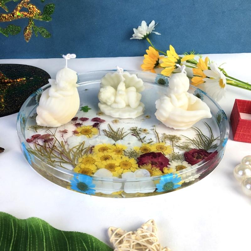 Lagerung Tablett Silikon Form DIY Runde Tablett Form Kristall Epoxidharz Formen Gips Beton Zement Handwerk Gussform