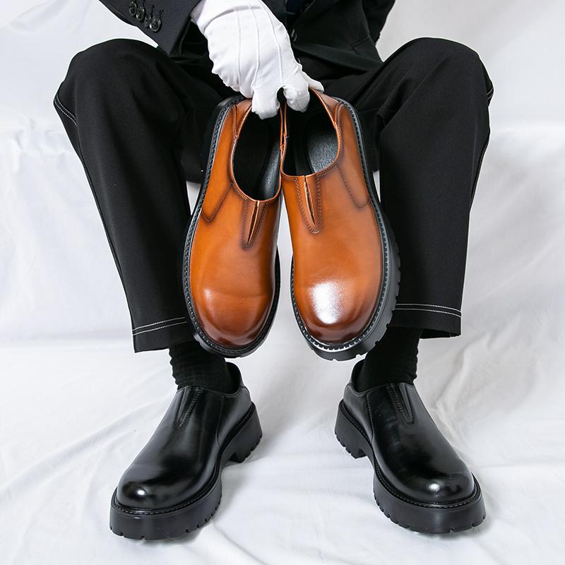 Fashion Casual thick soled men's leather shoes Fashion minimalist style Party and business Plus Size Trendy outdoor shoes Derby Hot