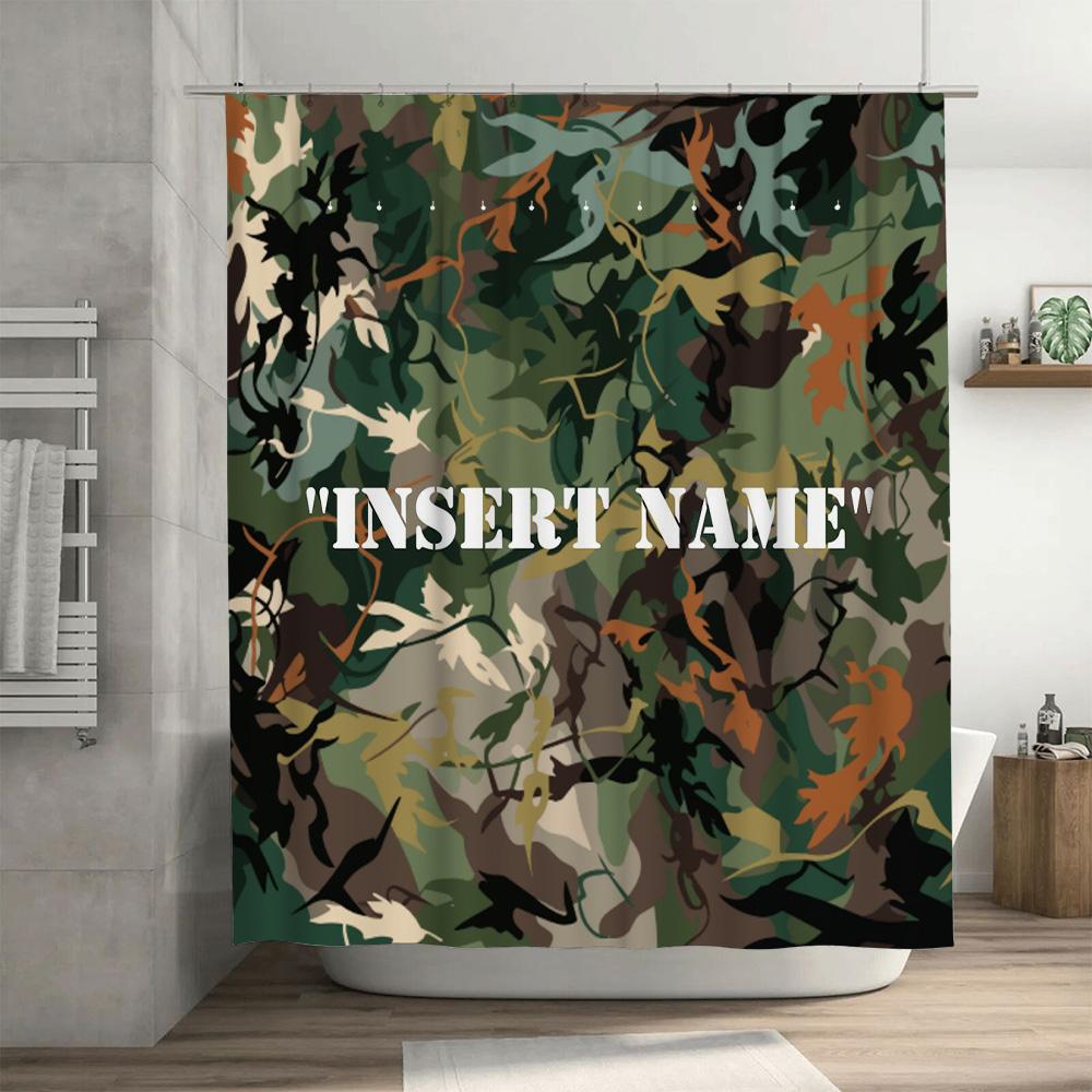 Camouflage-Muster Duschvorhang Anpassbare Namensanzeige Für Badezimmerdekorationen Wohnaccessoires