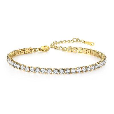 Damen Zirkonia Hip Hop Bling Elektroplattiertes Kristall Tennisarmband