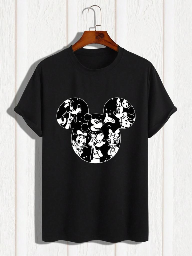 Disney Printed Women's Men's T-shirts A Regular Pure Cotton T-Shirt In A Summer Casual Style Tee Unisex Men Clothing Y2k Clothes