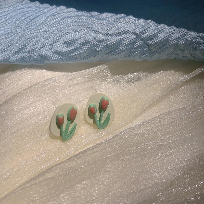 

Серьги-тюльпаны: Красочный цветочный дизайн, женские нишевые корейские летние украшения в стиле колор-блок