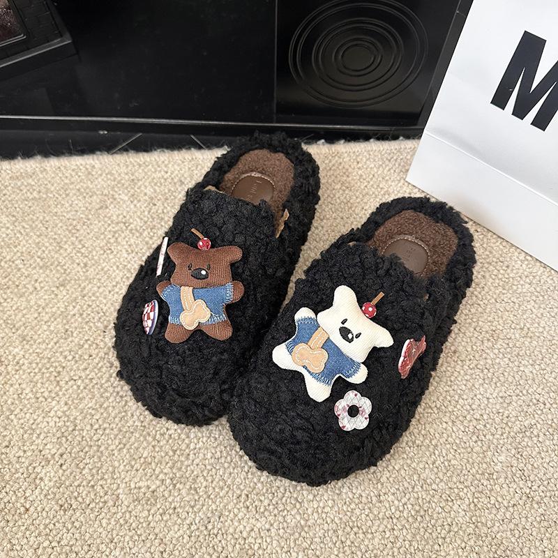 Internet-Berühmtheit Leopardenmuster Baumwollpantoffeln Damen 2025 Herbst und Winter neu Indoor Zuhause Fleece rutschfest Zehentasche flauschige Pantoffeln