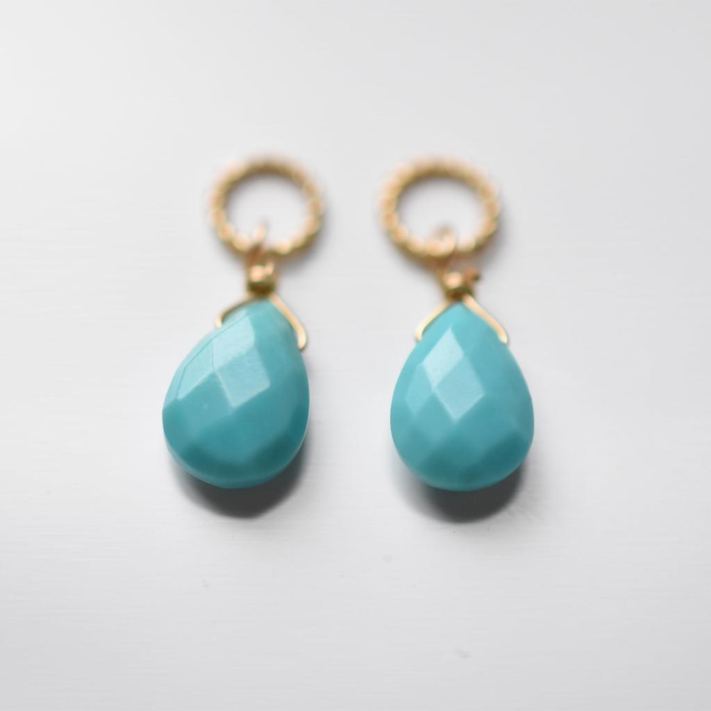 Soi K10 Natural Stone Charm, Earring Charm, Pendant Top, Interchangeable (Turquoise)