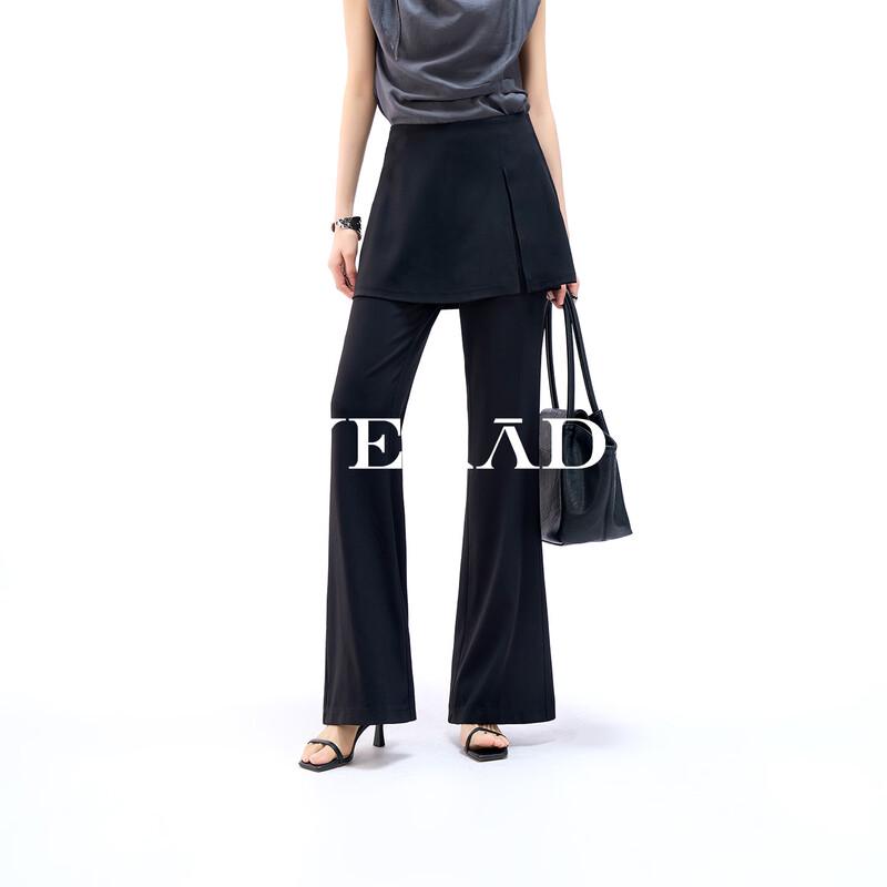 YERAD Women s Elastic Faux Two-Piece Flared Casual Pants M