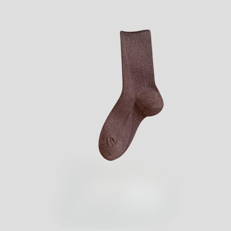 Women's Mid-calf Socks, Spring and Autumn Cotton Socks, Long Socks, Solid Color, Versatile Autumn Boneless Pile Socks