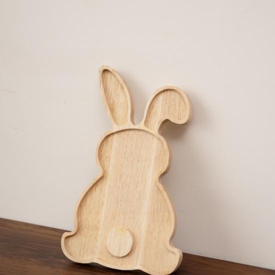 Wooden Rabbit Serving Tray Animal Charcuterie Platters Novelty Appetizer Platter for Cheese Fruit Heart-shaped Food Platter for Parties