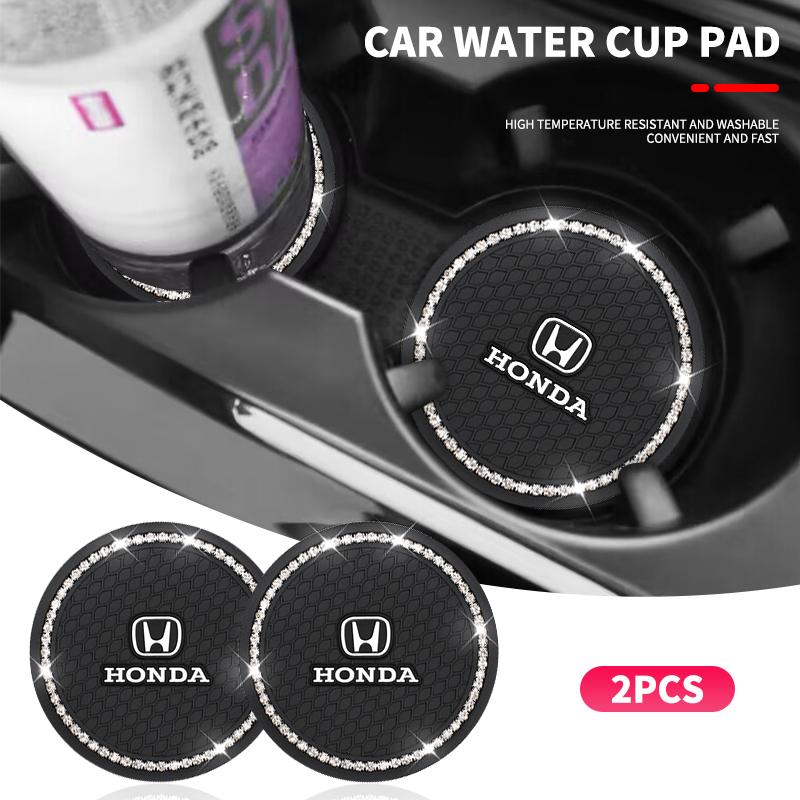 1/2pcs Non-slip Car Diamond Water Cup Pad Rhinestone Silicon Mat For Honda Civic FIT Accord Prelude CRV 5th City CRZ CRX Jazz FJ6