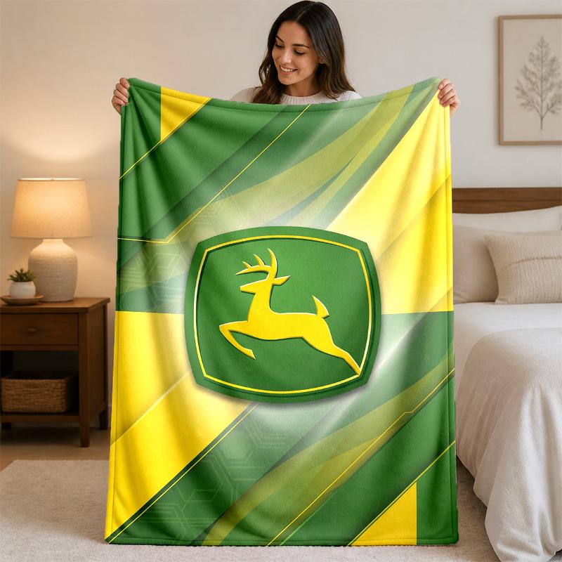 John Deere Print Flanelldecke Gemütliche Leichte Plüschdecke für Bett Sofa Haushalt