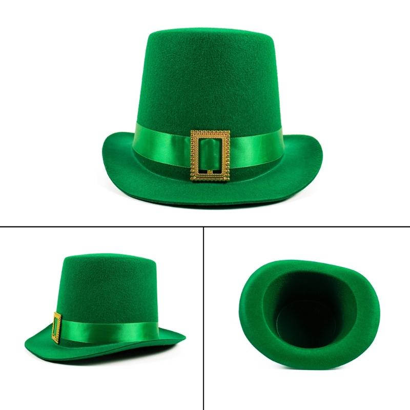 Irish Saint Patricks Day Shamrock Hat Funny National Day Hat Personality Carnivals Party Christmas Adult Flat Top Hat