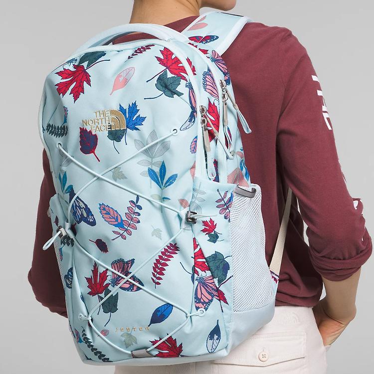 The North Face 22L Leaf Butterfly Print Zipper Backpack Women Backpack Blue NF0A3VXGO60
