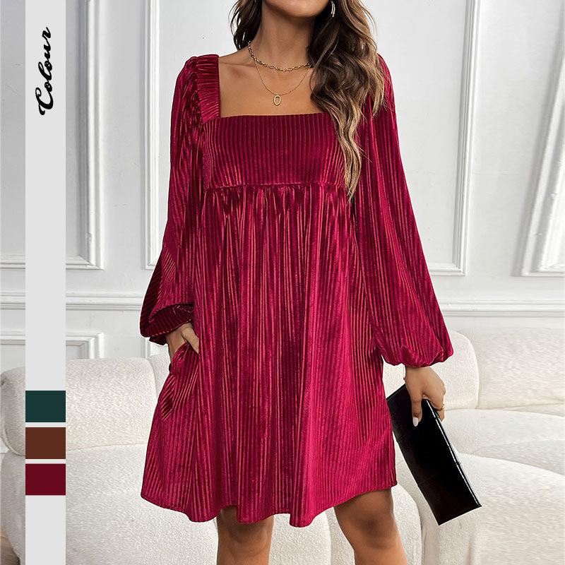 2026 Evening Dress Style Christmas Loose Small Skirt Explosive Cross Border Velvet Dress
