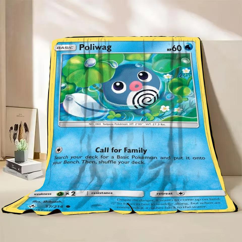 Pokémon Kaart Karakter Cartoon Flanellen Plaid Deken voor Slaapkamer Bed Bank Lunchpauze Picknick Reisdekens Kinderen Zachte Cadeaus