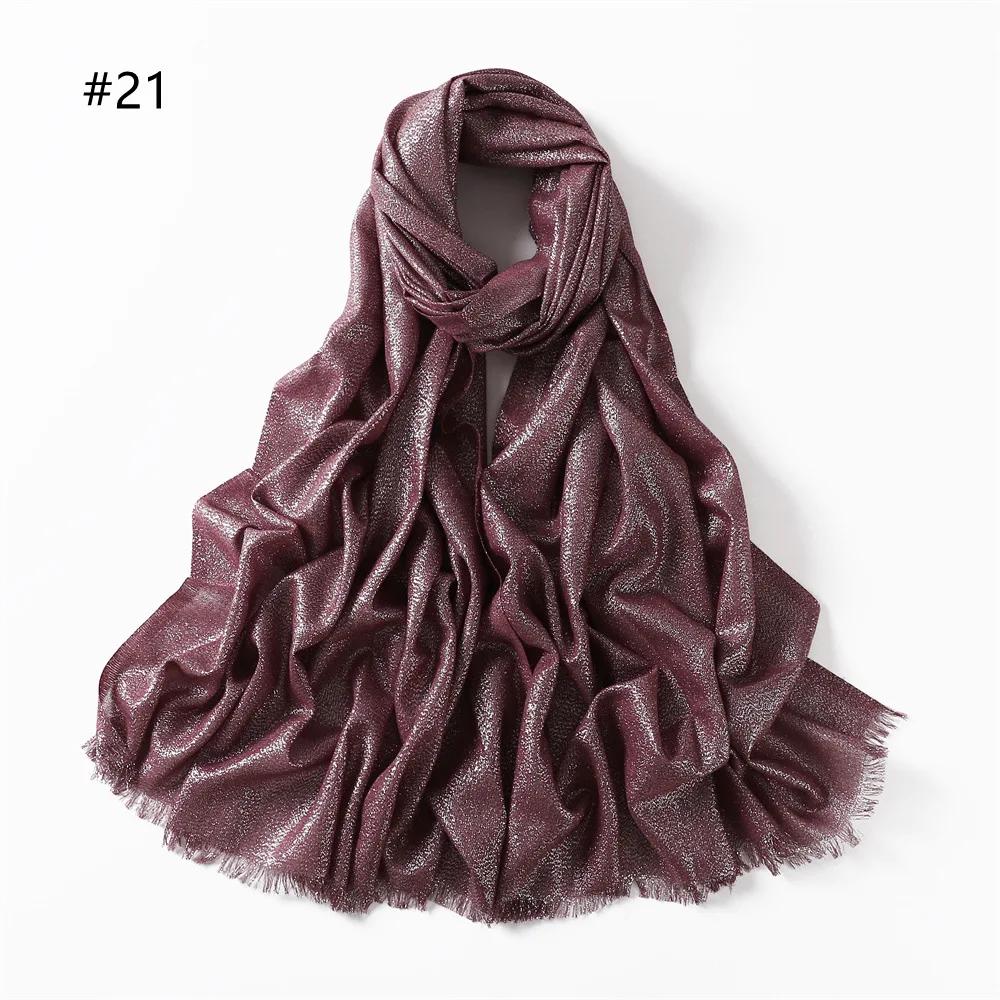 New Fashion Glitter Hijab Cotton Scarf Wraps Autumn Headscarf Shawls Muslim Scarf For Women Shimmer Fringe Scarves Instant Hijab