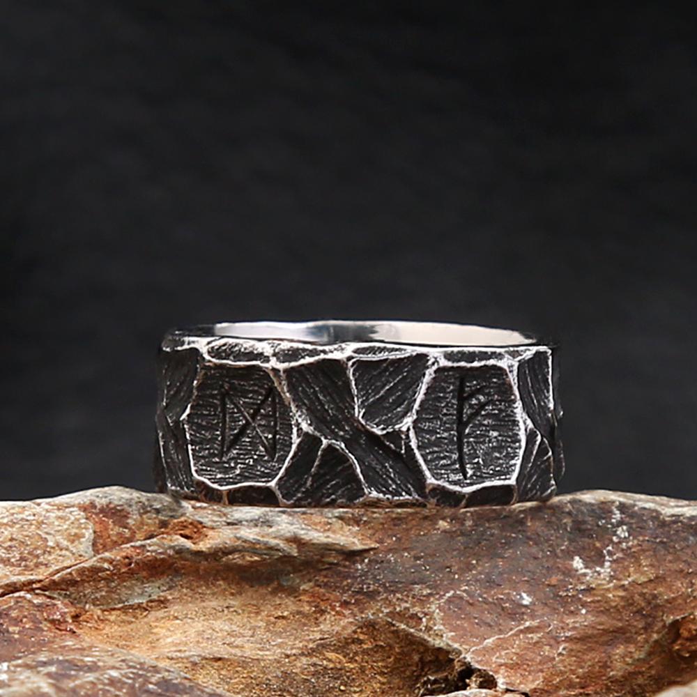 Vintage Stainless Steel Nordic Viking Rune Rings For Men Women Fashion Punk Biker Couple Amulet Ring Jewelry Gift