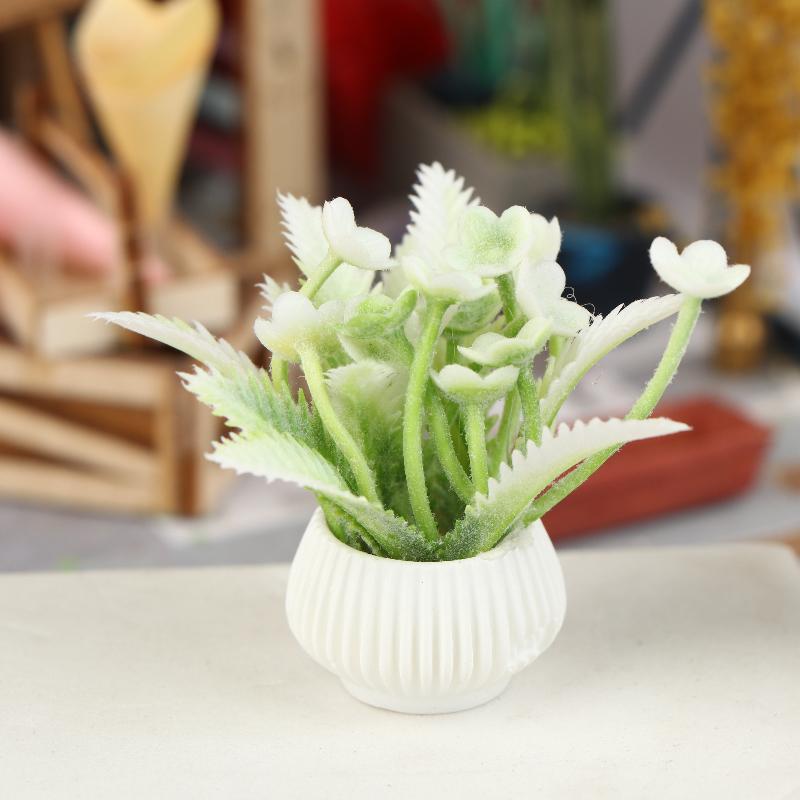 

1/12 Dollhouse Simulation Potted Plants Model Dollhouse Home Decoration Micro Landscape Plants Ornaments Dolls House Accessories белый