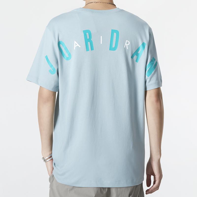 Air Jordan Logo Print Round Neck Casual Short Sleeve T-Shirt Men Tops Blue DM1463-366