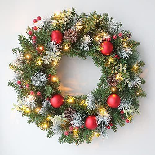 Wooden American Style Christmas Wreath Door Sign Flat Printed Plaque for Window and Decoration
