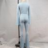 2024 European & American Slim-Fit Sports Set: High-Waisted Flared Pants & Long-Sleeve Top for Women