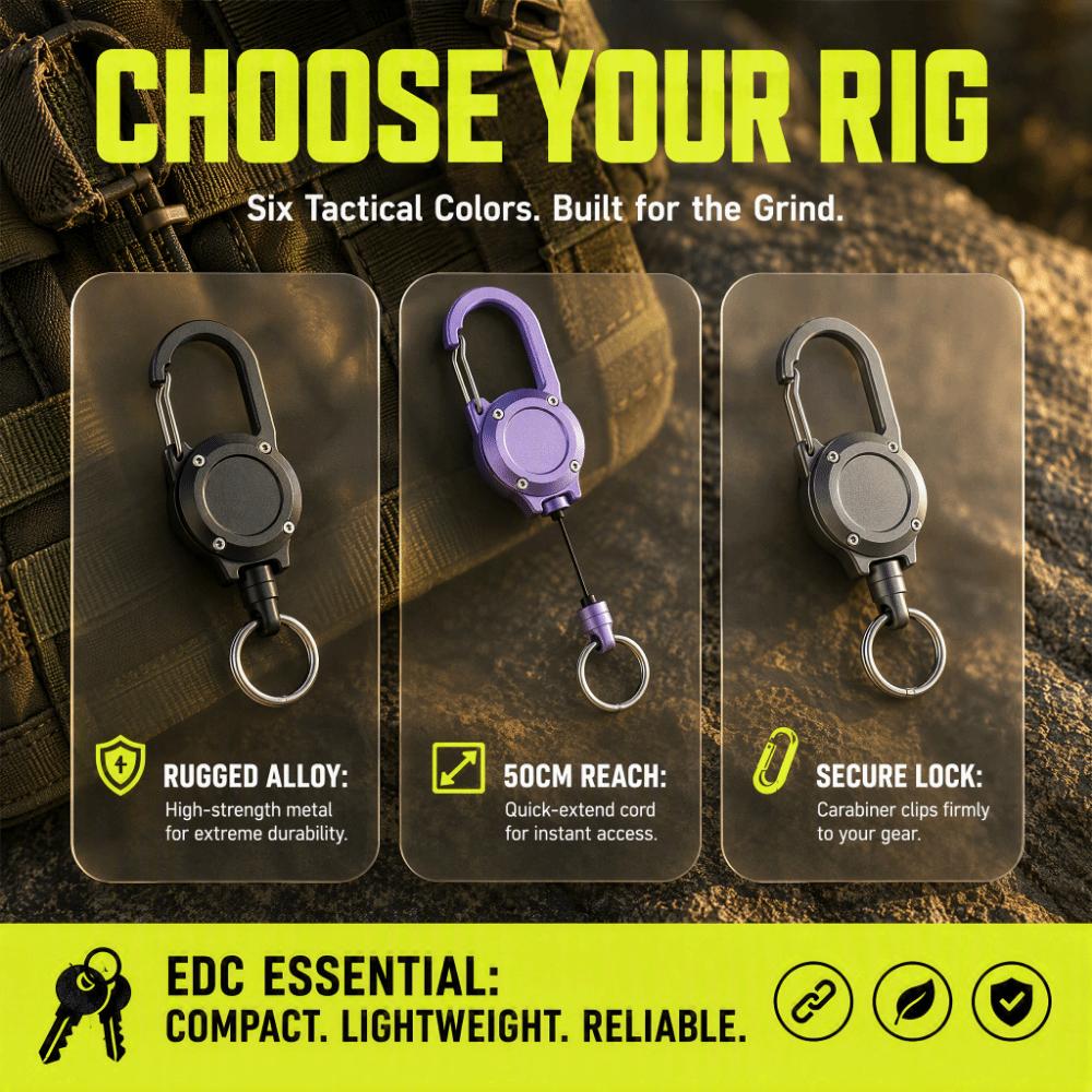 Aluminum Zinc Zinc Alloy Retractable Key Chain Heavy Duty Retractable Key Holder Anti-Lost Key Ring Fishing