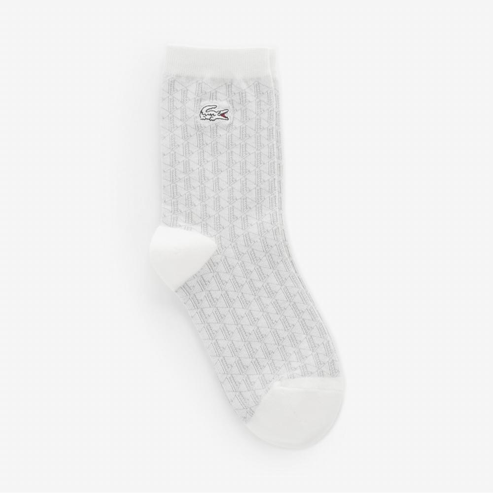 

LACOSTE Womens Jacquard Pattern MidNeck Socks RA011E53N 70V