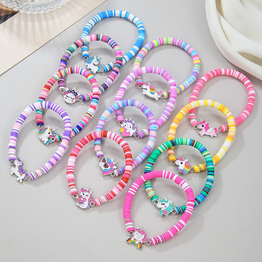 Rainbow Bead Bracelet Set: Colorful Kitten & Puppy Charms with Butterfly Accent - Perfect Gift for Best Friends, Women & Girls.