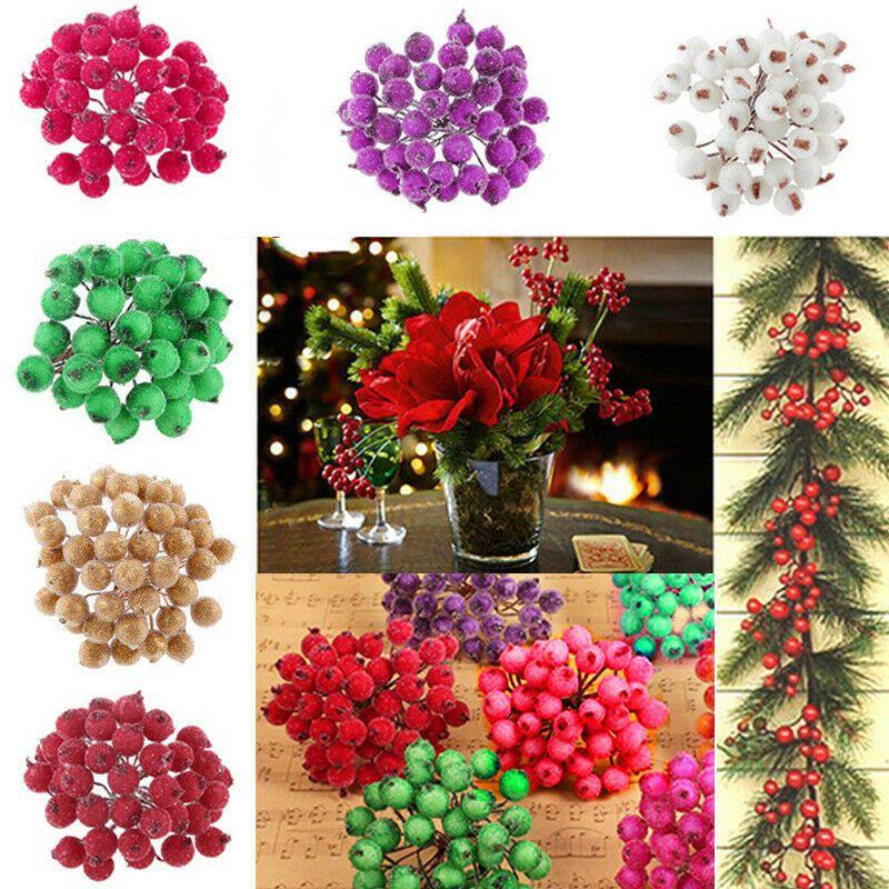 Mini Weihnachts-Schaum Vereiste Frucht Künstliche Stechpalmenbeere Blume Für Elegante Heimdekoration