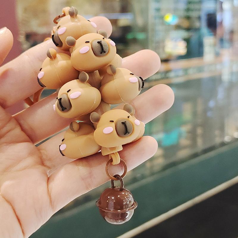 Cartoon Animal Kapibala Chick Key Chain Pvc Cute Pet Paradise Keychain Backpack Pendant Keyring For Children Women Gifts