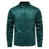 Giacca da uomo Autunno Inverno con colletto alla coreana, cerniera, scamosciata, moda, casual da lavoro, cappotto in ecopelle da uomo