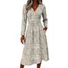 Women's Floral Casual Fashion Long-Sleeved Padded V-Neck Dress
