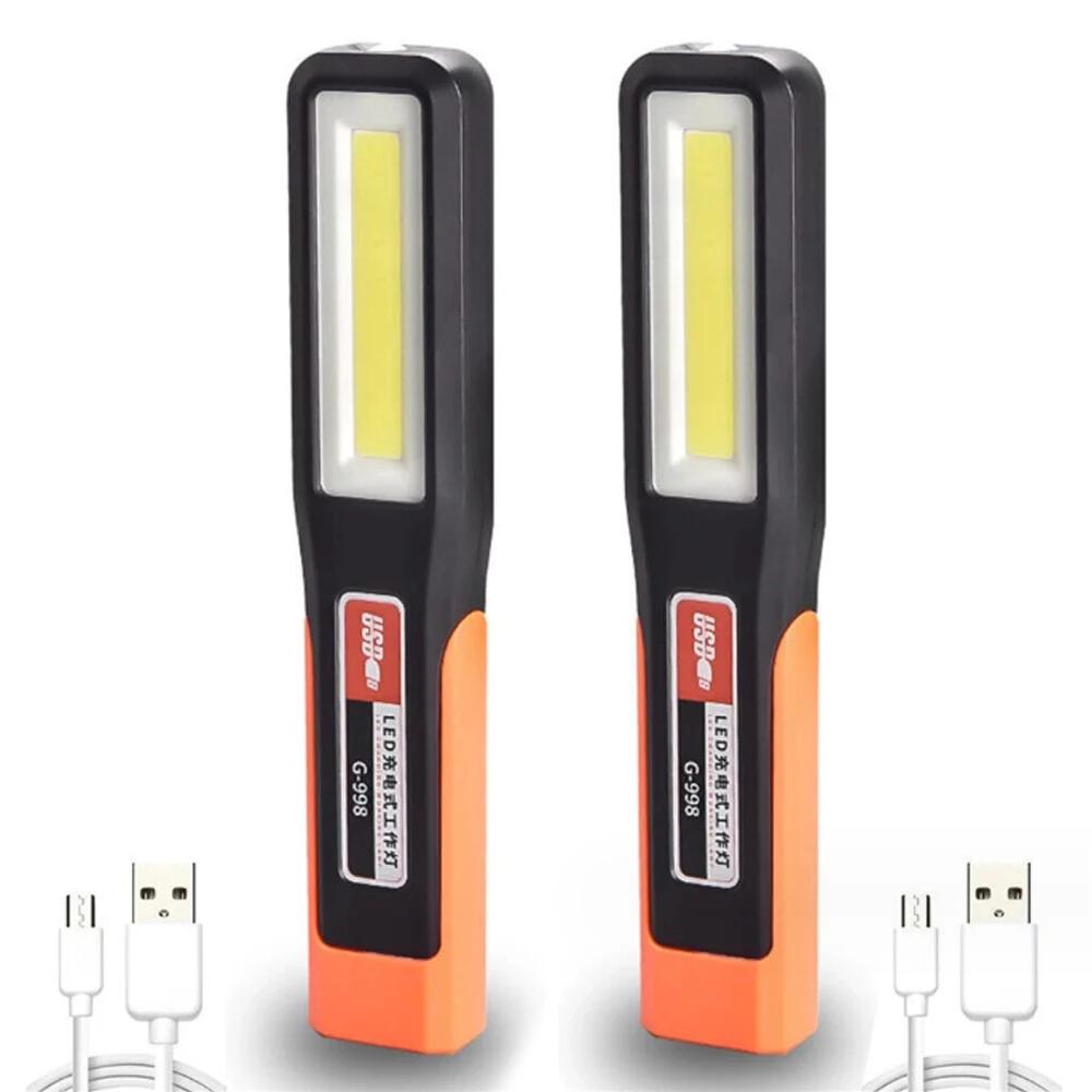 Powerful LED Work Light with Magnet Lighting Flashlight Car Garage Mechanic Lamp USB Charging COB Emergency Light Warning Light