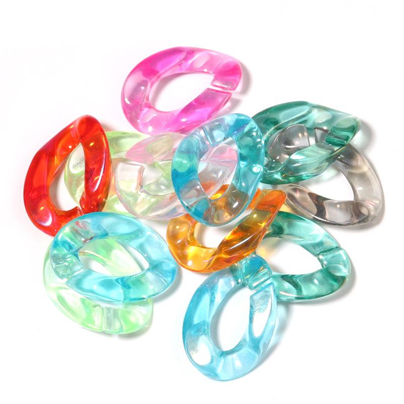 20pcs Ins Retro Rainbow Buckle Acrylic Long Chain Beads For Men Women Curb Cuban Link  Jewelry Making DIY Bracelet Necklace