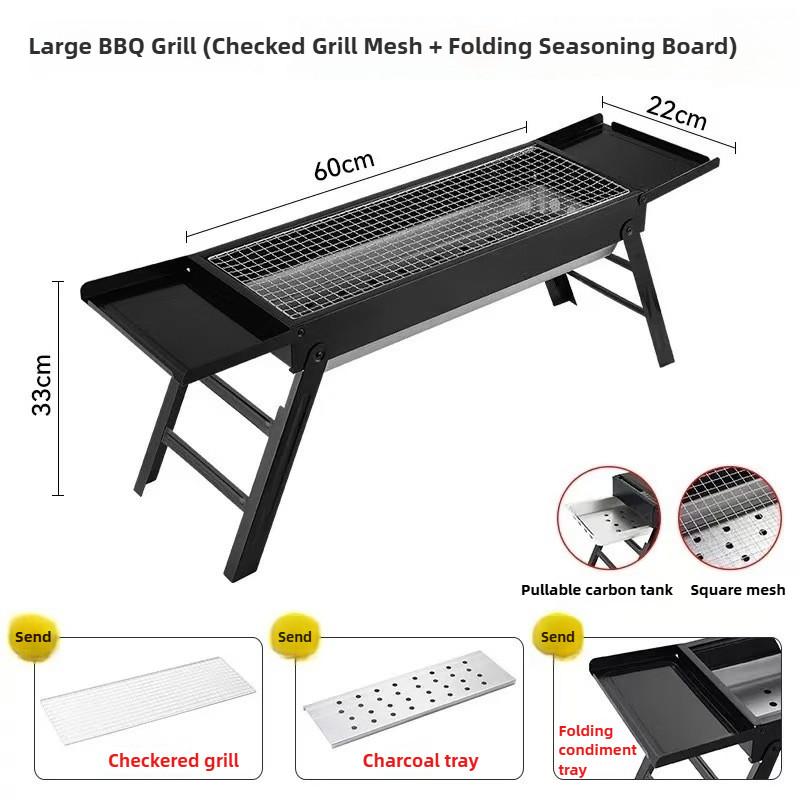 Folding Outdoor Charcoal BBQ Grill Home Thickened Portable Full Set Large Size Picnic Stove New BBQ Stove