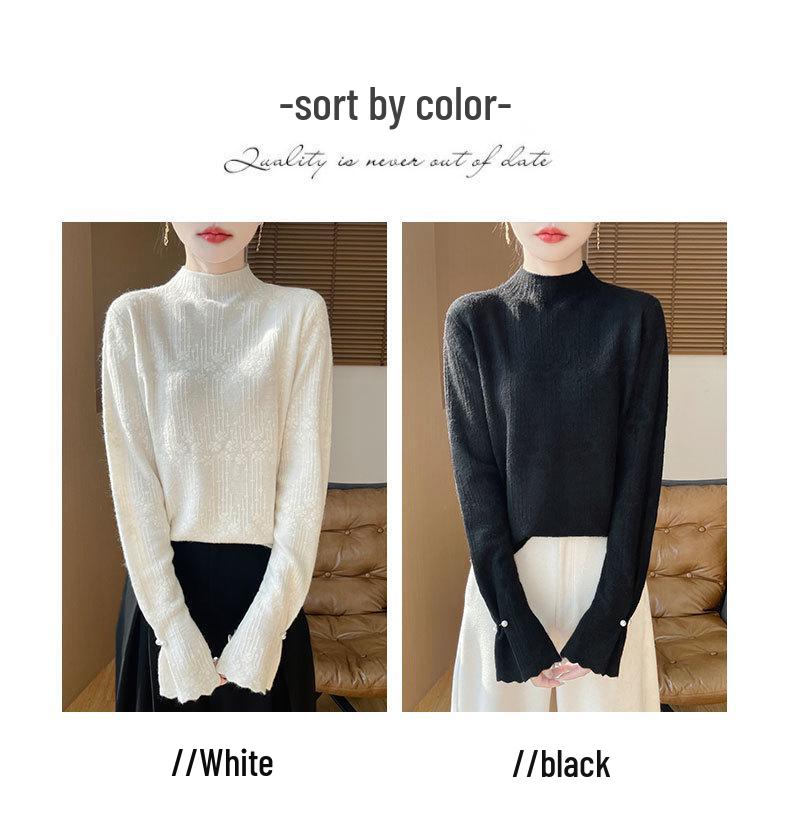 2025 Damski, stylowy, ciepły, luźny sweter z wysokim kołnierzem – grubsza warstwa bazowa na jesień/zimę