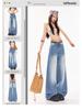 Women's Textured Distressed Denim Jeans: Loose Fit, Wide-Leg, Floor-Length, New Spring/Autumn 2026 Style.
