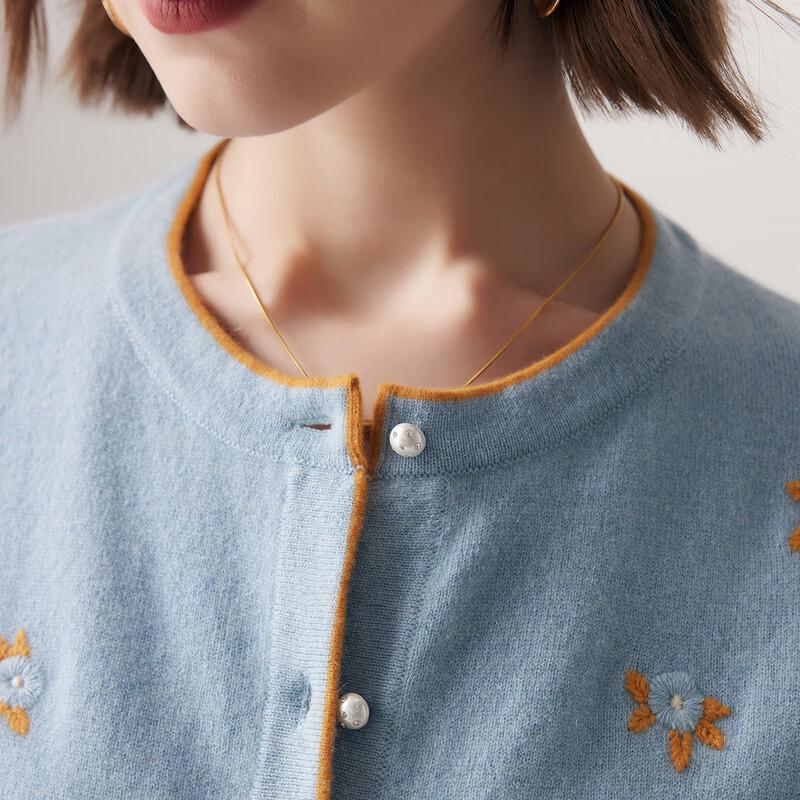 PALUOPO Women's Floral Jacquard Cashmere Cardigan