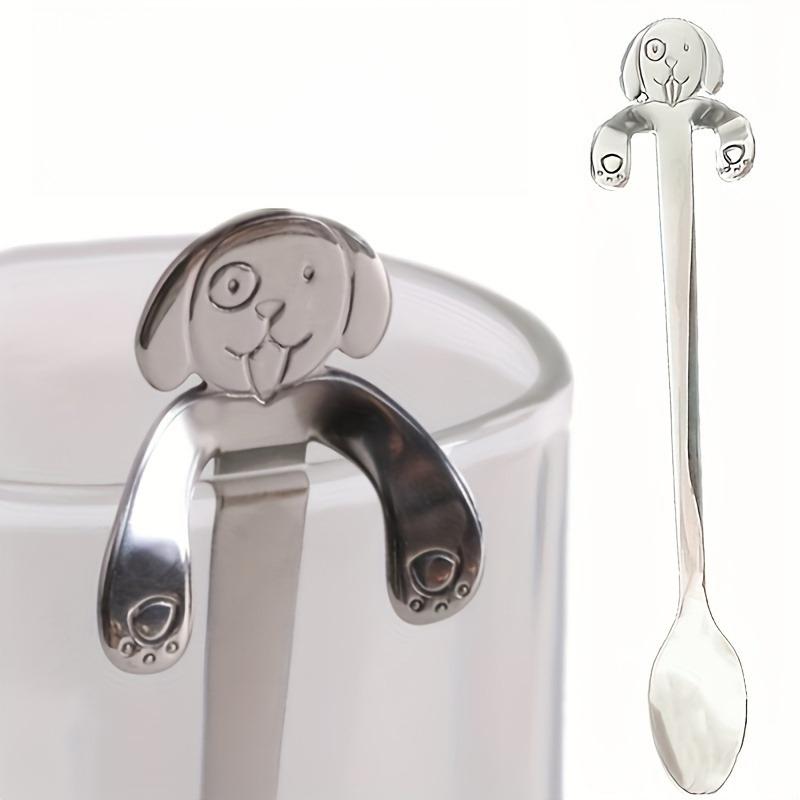 1 Stück Umweltfreundlicher Kreativer Edelstahl Hund Hängende Tasse Umarmende Kaffee Tee Suppe Zucker Löffel Teelöffel Küchengeschirr