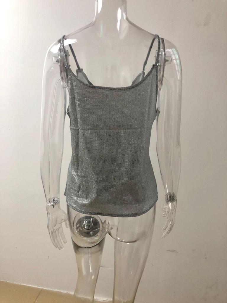 2025 European & American Women's V-neck Hot Stamping Camisole - Casual Sexy Spring/Summer Vest