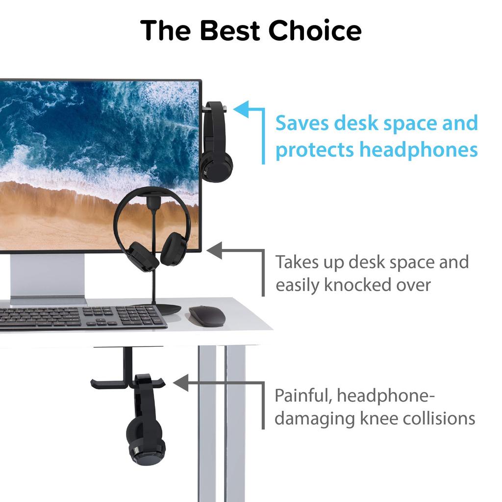 TotalMount Monitor Stand for Headphones and Headsets Holder Saves Desk Space and Protects (Premium-Grade Headphones)