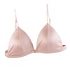 Naken Satin Triangelkupa Bralette med Knäppning Framtill och Tunna Axelband