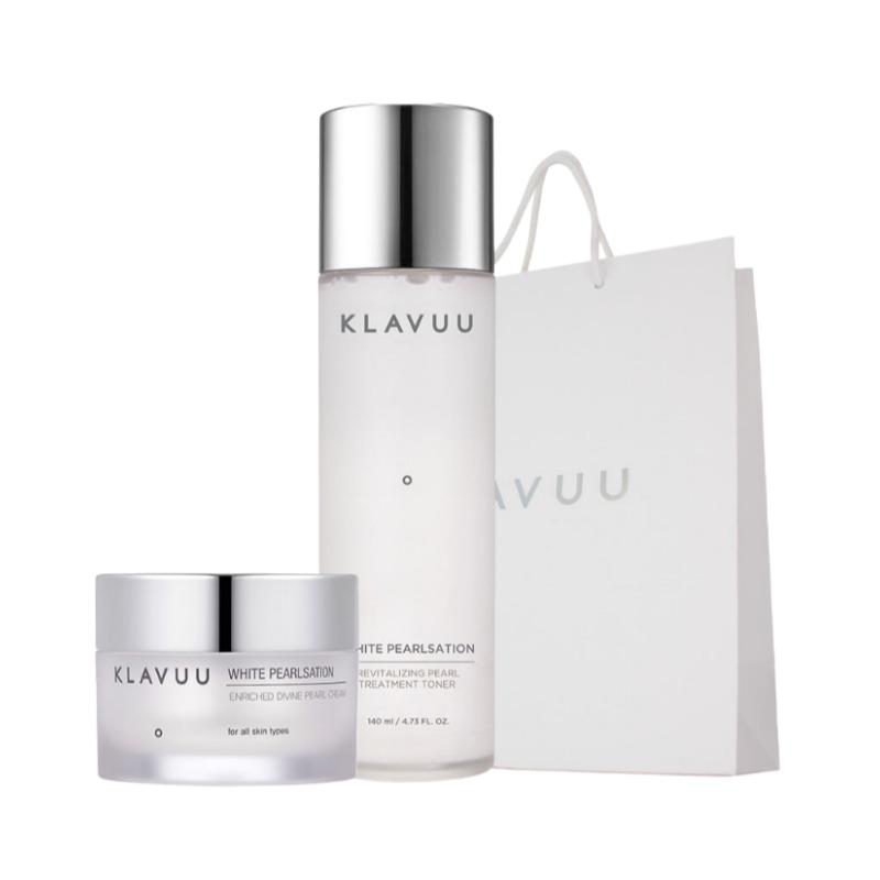 KLAVUU White Pearlsation Brightening Care Set (Toner 140ml + Cream 50ml)